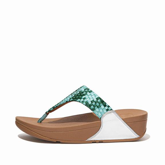 Fitflop Lulu Weave Checkered Toe Post Sandals Mint Green Womens - South Africa (CSHJ25014)